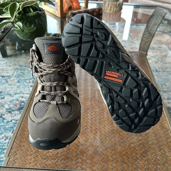 Merrell Women's Siren Mid Waterproof Alloy Toe Work Boots at-Brindle/Boulder 8