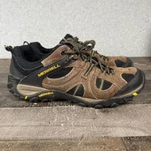 Merrell Men Size 13 Boulder Hiking Outdoor Shoes Brown Black Suede Empire Yellow