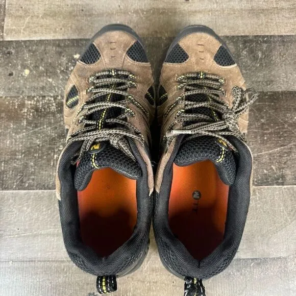 Merrell Men Size 13 Boulder Hiking Outdoor Shoes Brown Black Suede Empire Yellow