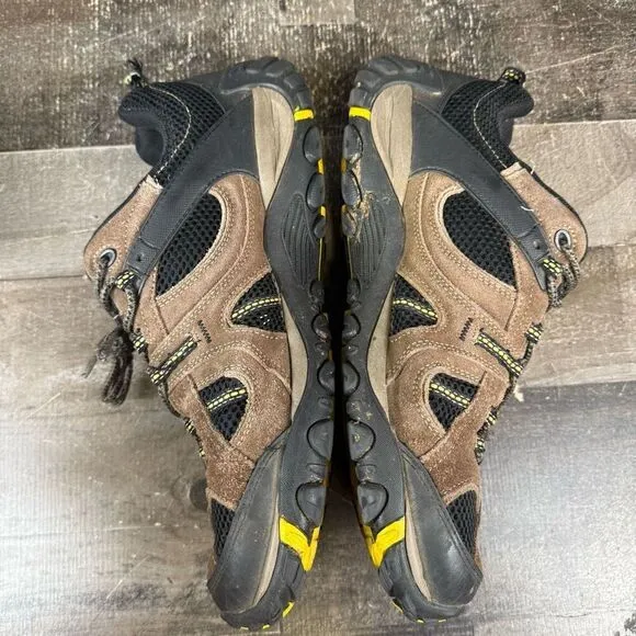 Merrell Men Size 13 Boulder Hiking Outdoor Shoes Brown Black Suede Empire Yellow