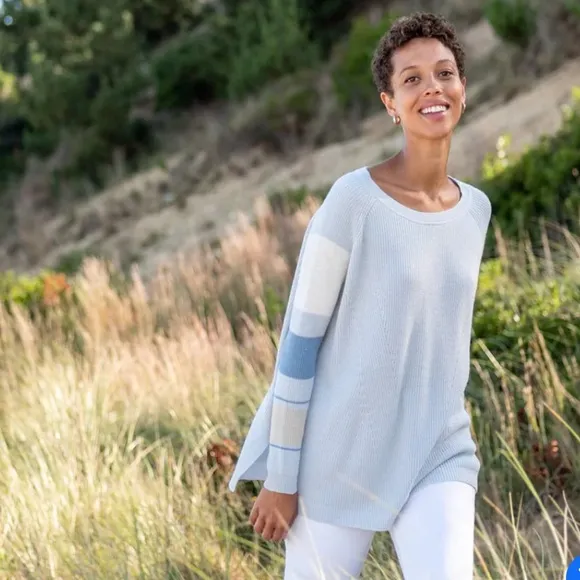 MERSEA - CAMDEN STRIPED SWEATER - SKY BLUE/WHITE O/S