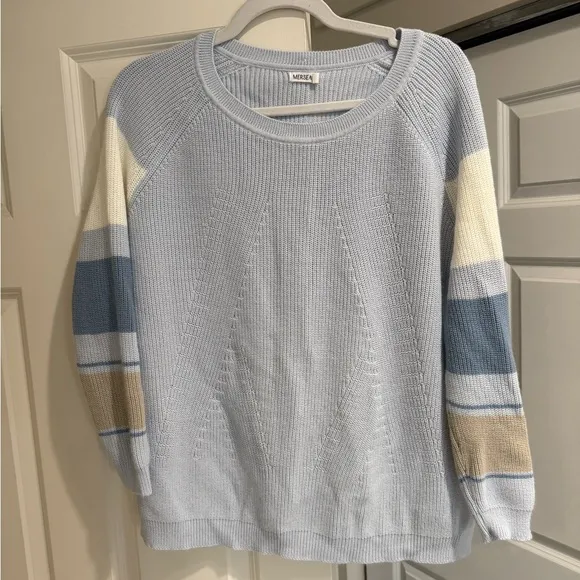 MERSEA - CAMDEN STRIPED SWEATER - SKY BLUE/WHITE O/S