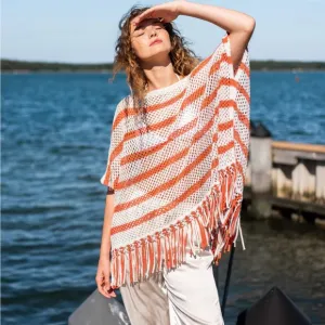 MerSea Playa Poncho Sea Salt/Mandarin Stripe