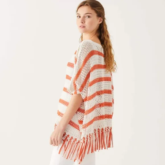 MerSea Playa Poncho Sea Salt/Mandarin Stripe