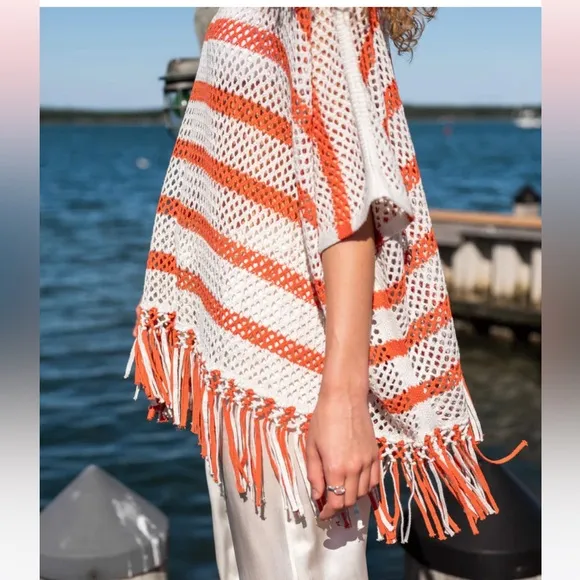 MerSea Playa Poncho Sea Salt/Mandarin Stripe