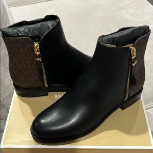 Michael Kors Black and Brown Britt Flat Bootie