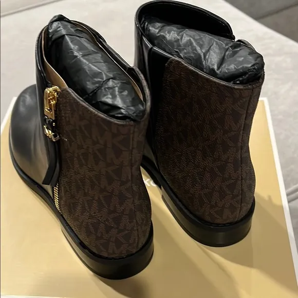 Michael Kors Black and Brown Britt Flat Bootie