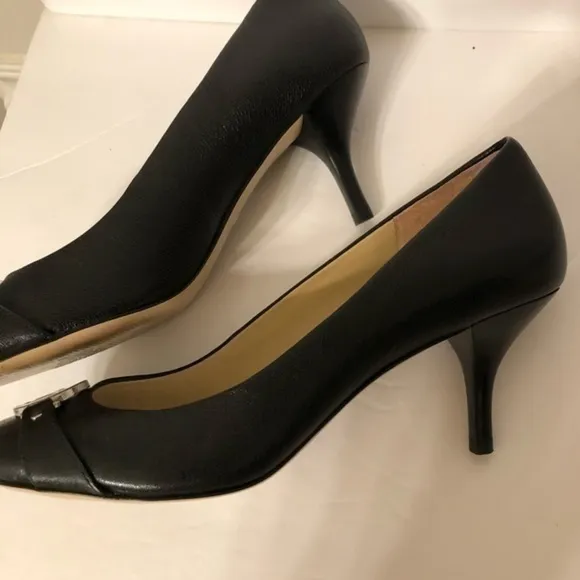 Michael Kors black leather silver tone logo shoes