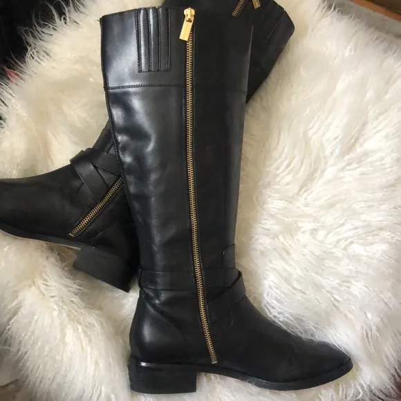 Michael Kors Bryce Tall Genuine Leather Black Boots