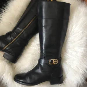 Michael Kors Bryce Tall Genuine Leather Black Boots