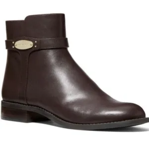 Michael Kors FINLEY Chocolate Brown Flat Bootie Ankle Boots Shoes Flats 6.5 NEW