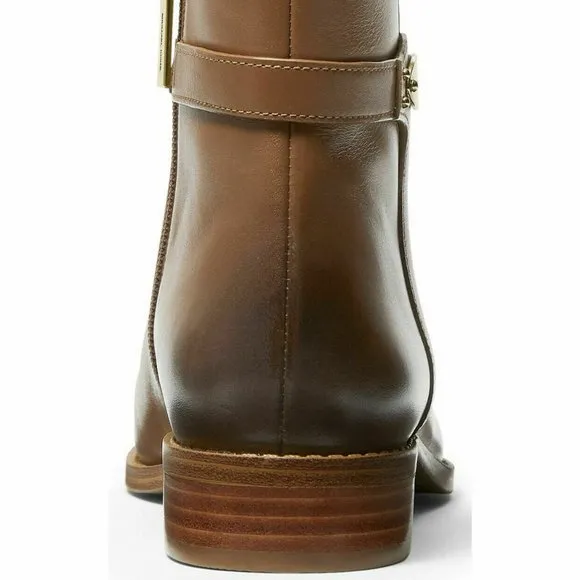Michael Kors FINLEY Luggage Flat Bootie Ankle Boots Shoes Flats 6, 6.5 NEW