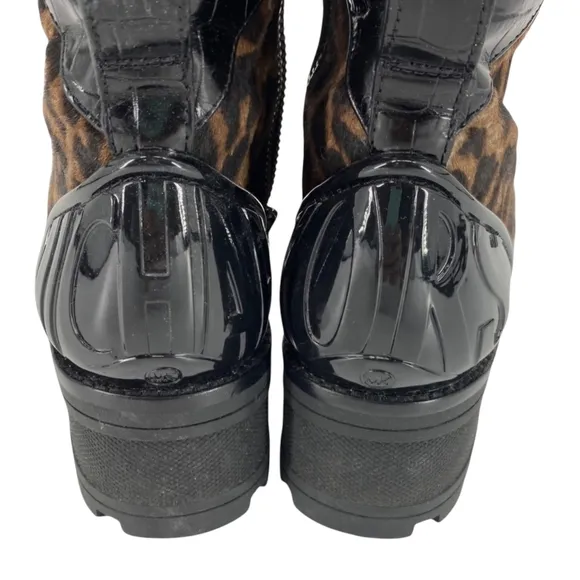 Michael Kors Khloe sz 6.5/ Brown and Black leopard Combat Boots with Rugged Sole