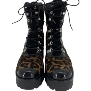 Michael Kors Khloe sz 6.5/ Brown and Black leopard Combat Boots with Rugged Sole