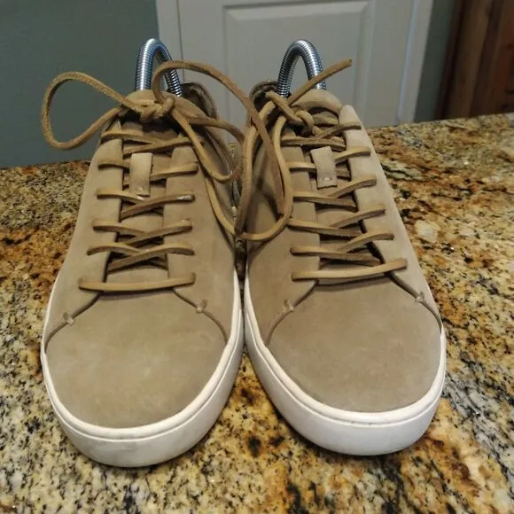 Michael Kors Men's Beige Leather Casual Low Top Shoes Sneakers HL16K Size 7.5 M