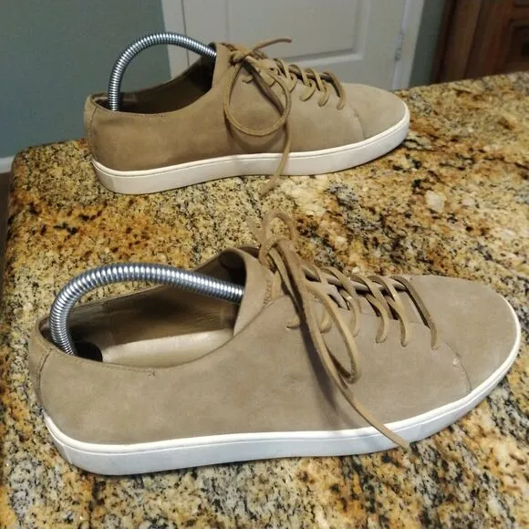 Michael Kors Men's Beige Leather Casual Low Top Shoes Sneakers HL16K Size 7.5 M