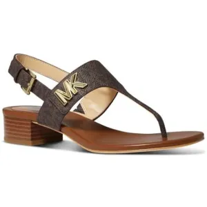 Michael Kors MK Signature Brown Jilly T Strap Thongs Sandals Shoes 7 9.5 10 NIB