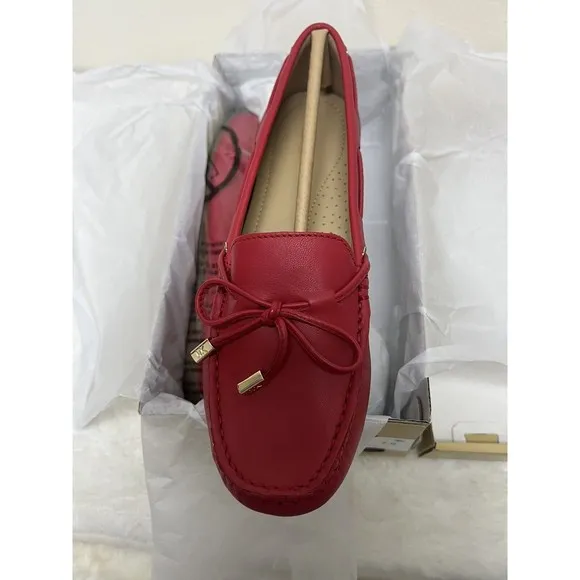MICHAEL KORS SUTTON MOCCASIN CRIMSON WOMEN'S LEATHER FLAT SHOES SIZE 7 M