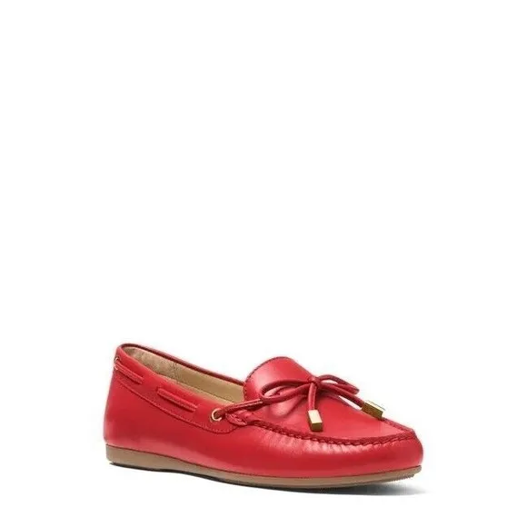 MICHAEL KORS SUTTON MOCCASIN CRIMSON WOMEN'S LEATHER FLAT SHOES SIZE 7 M