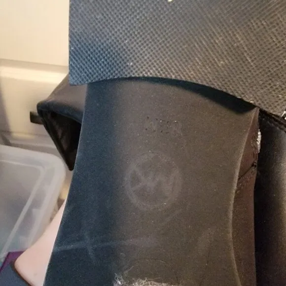Michael Kors Tatum Buckle Knee High Leather Riding Boots Zip Up Black Women's