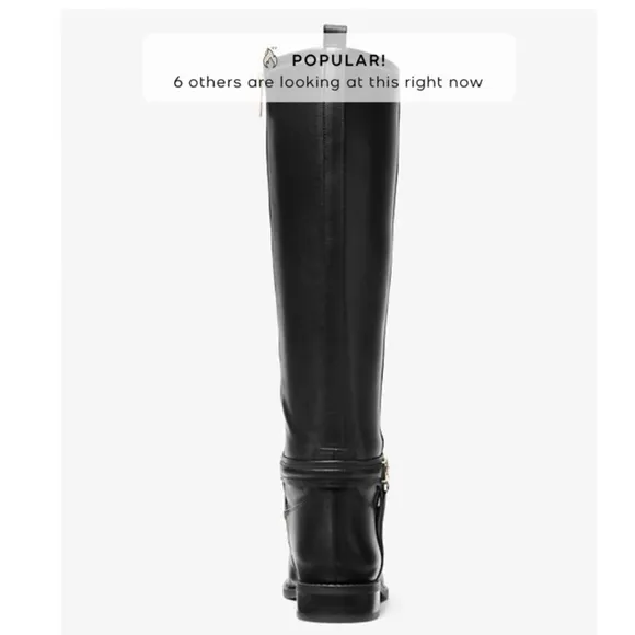 Michael Michael Kors Mindy Flat Leather Black Boots 7.5 $375
