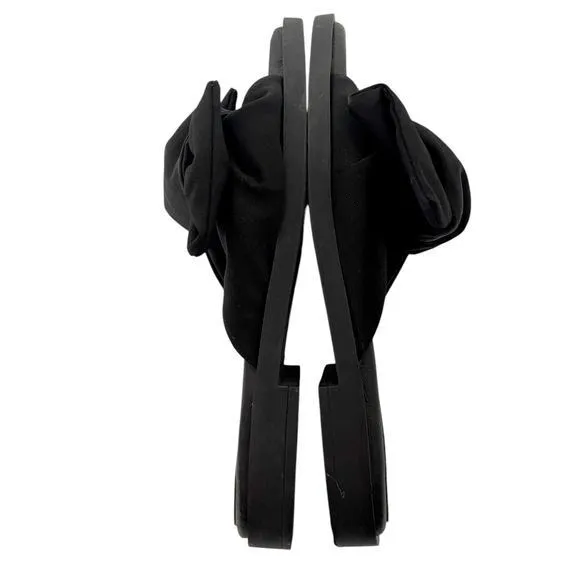 MIISTA London Valerie Sandal Slide Flat Mule Shoes Black Bow‎ Size 40