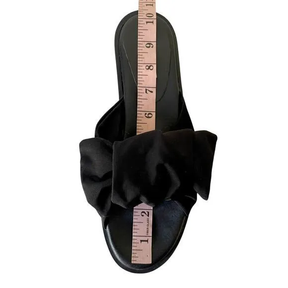 MIISTA London Valerie Sandal Slide Flat Mule Shoes Black Bow‎ Size 40