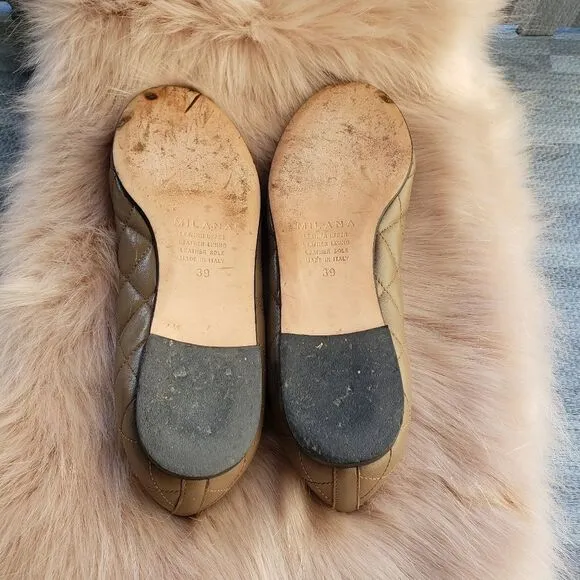 Milana quilted Brown leather flat ballet shoes