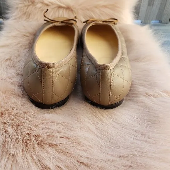 Milana quilted Brown leather flat ballet shoes