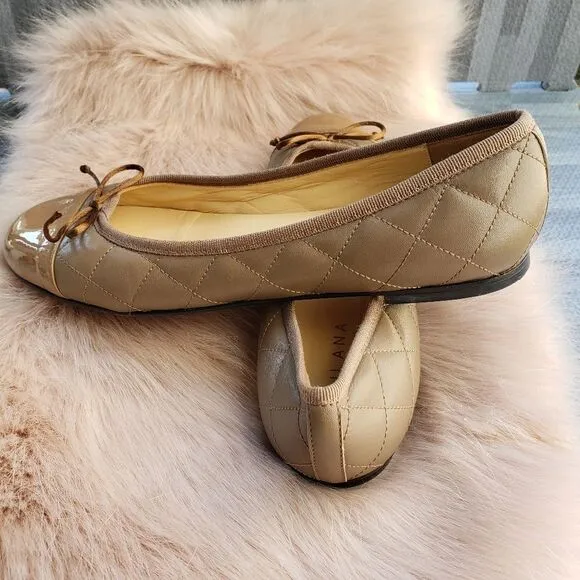 Milana quilted Brown leather flat ballet shoes