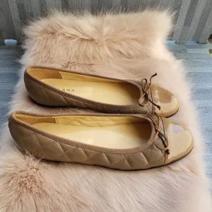 Milana quilted Brown leather flat ballet shoes