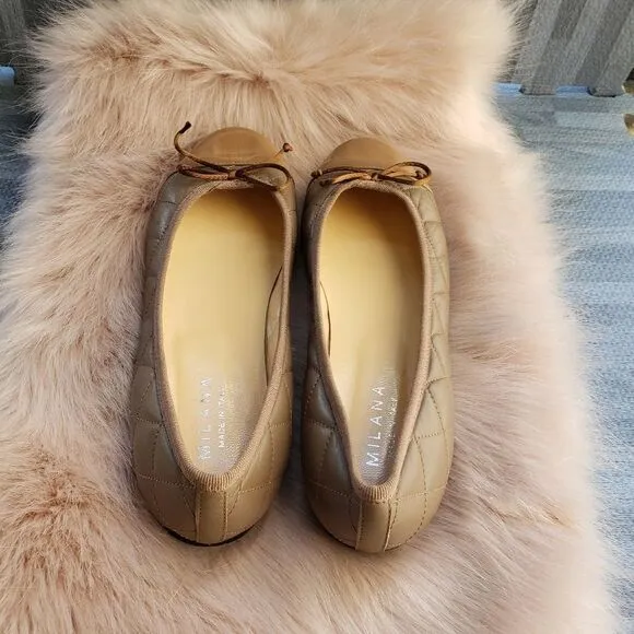 Milana quilted Brown leather flat ballet shoes