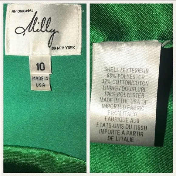 Milly Saxon Satin Taffeta Structeed Panel Mini Emerald Green
