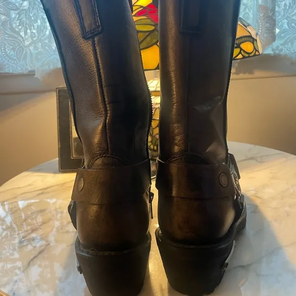Milwaukee leather Metallic Brown Leather Boots with Logo 7.5 NWOB