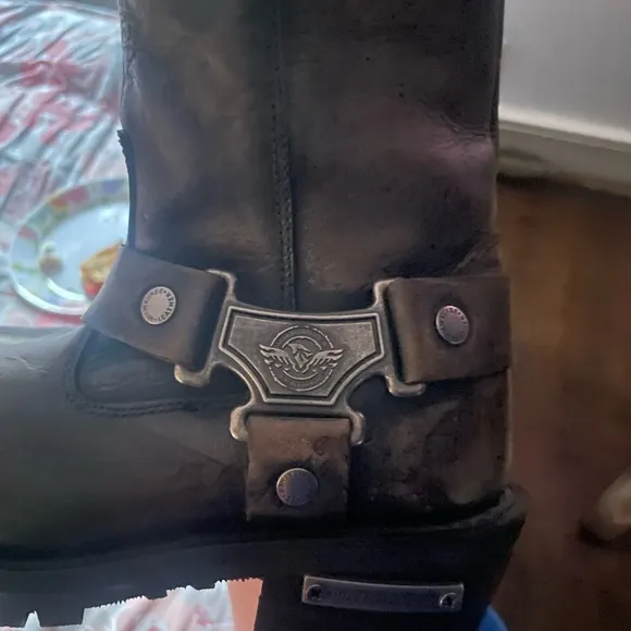 Milwaukee leather Metallic Brown Leather Boots with Logo 7.5 NWOB
