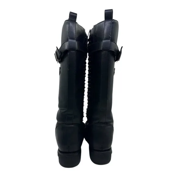 Milwaukee Riders Womens Black Leather Lace-Up Riding Boots Size 11 MR-BTL7007