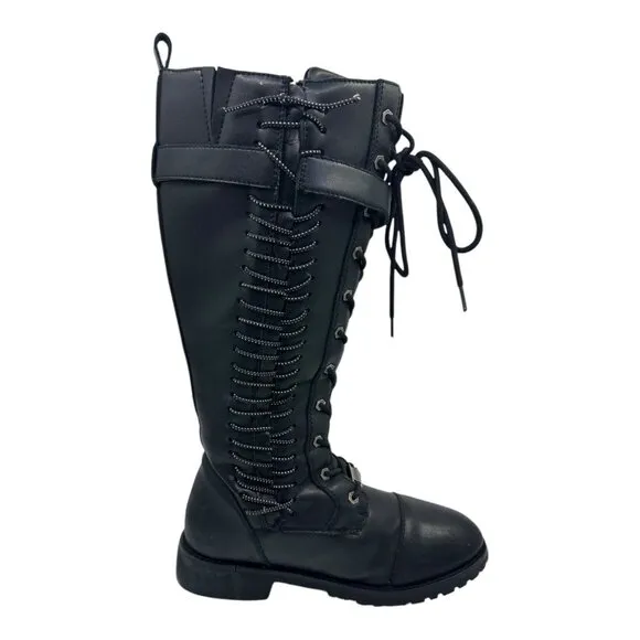 Milwaukee Riders Womens Black Leather Lace-Up Riding Boots Size 11 MR-BTL7007