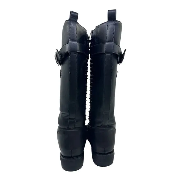 Milwaukee Riders Womens Black Leather Lace-Up Riding Boots Size 11 MR-BTL7007