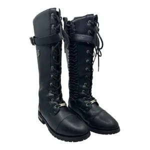 Milwaukee Riders Womens Black Leather Lace-Up Riding Boots Size 11 MR-BTL7007