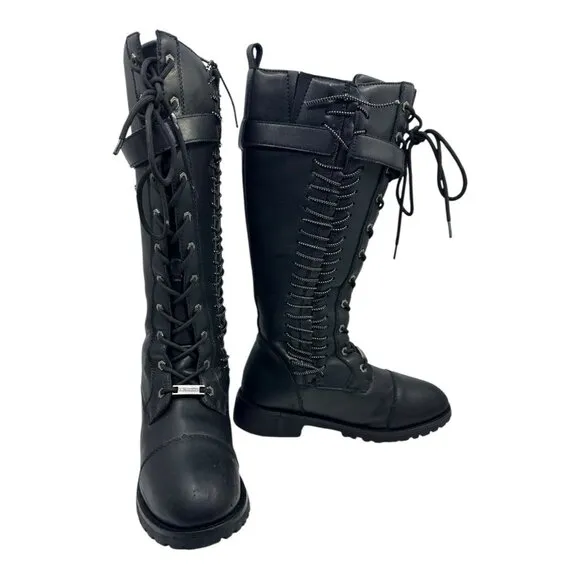 Milwaukee Riders Womens Black Leather Lace-Up Riding Boots Size 11 MR-BTL7007