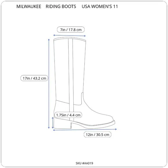 Milwaukee Riders Womens Black Leather Lace-Up Riding Boots Size 11 MR-BTL7007