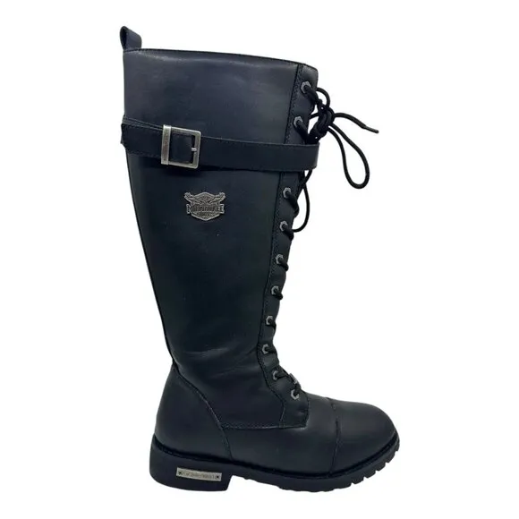 Milwaukee Riders Womens Black Leather Lace-Up Riding Boots Size 11 MR-BTL7007
