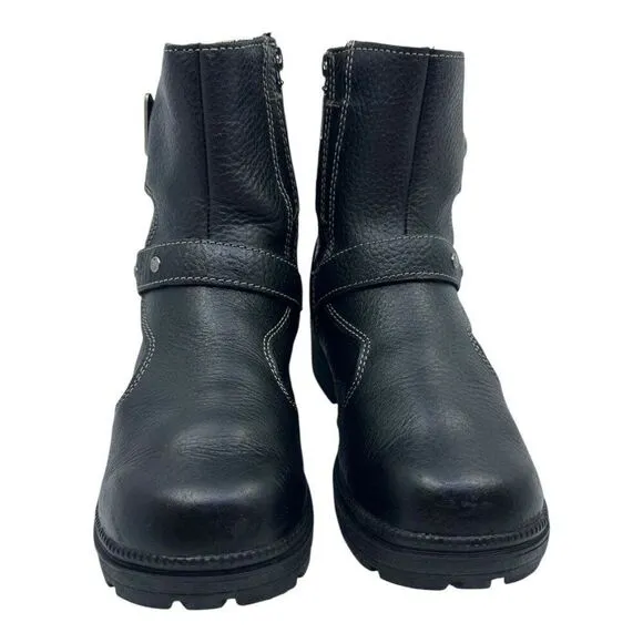 Milwaukee Leather Women Black Ankle Boots Buckle Strap Side Zipper Sz 9B MVB237