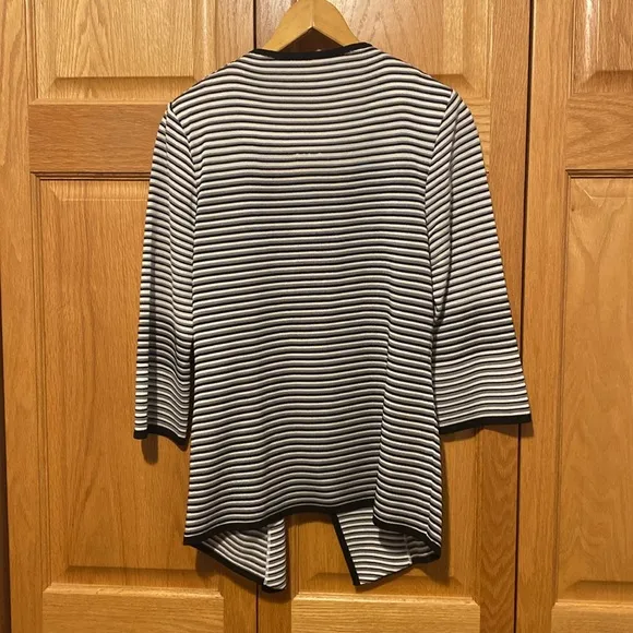 Ming Wang open front asymmetrical cardigan knit New Size small black white