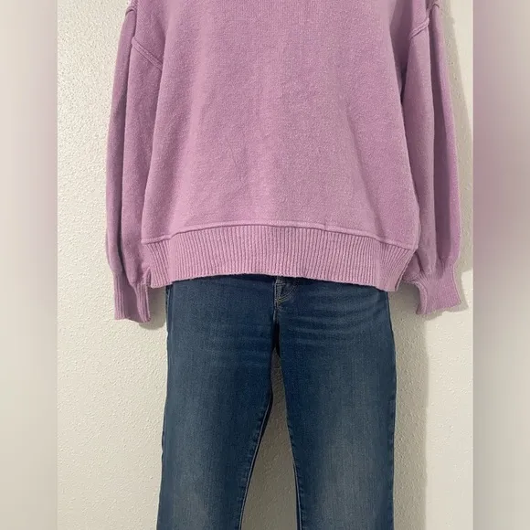 Miracle Bubble Sleeves Boat Neck Knit Sweater Lavender Size S/M