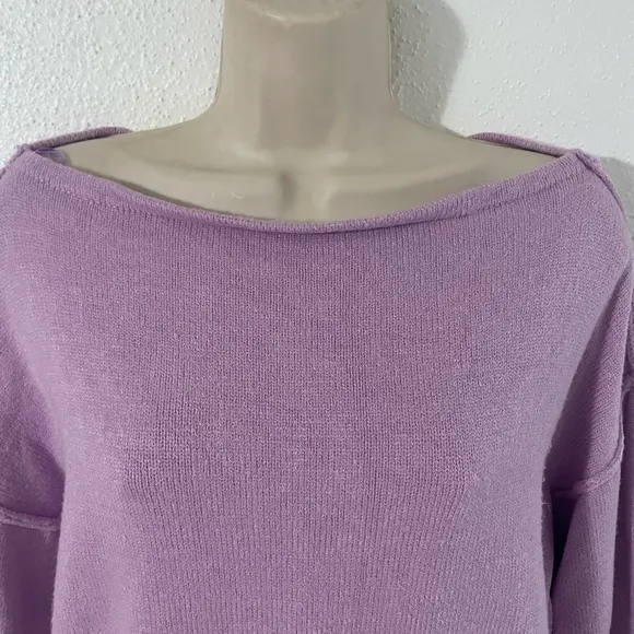 Miracle Bubble Sleeves Boat Neck Knit Sweater Lavender Size S/M