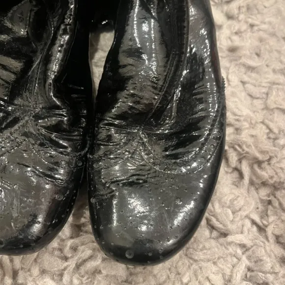 MIU MIU Black Patent Leather Flat Boots Vintage 6