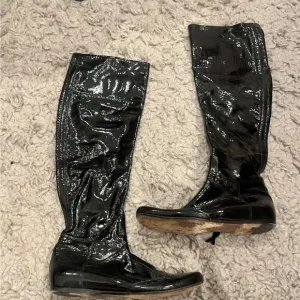 MIU MIU Black Patent Leather Flat Boots Vintage 6