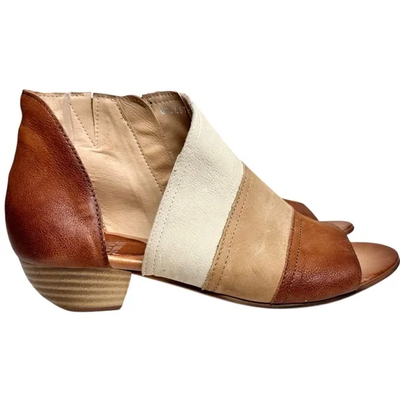 Miz Mooz Celeste Leather Heeled Sandals Shoes Brandy Tan Cognac SZ 41, US 10