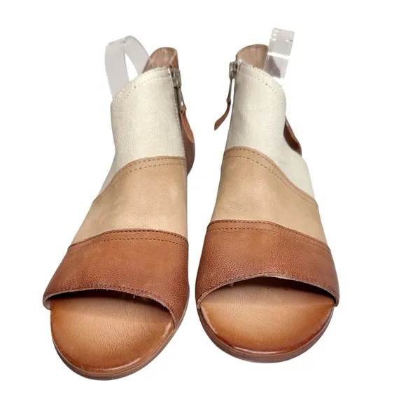 Miz Mooz Celeste Leather Heeled Sandals Shoes Brandy Tan Cognac SZ 41, US 10